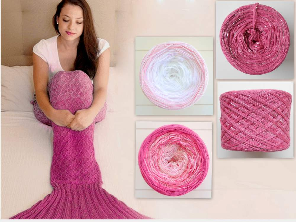 Wollpaket Meerjungfrauen Decke rosa (ohne Anleitung)