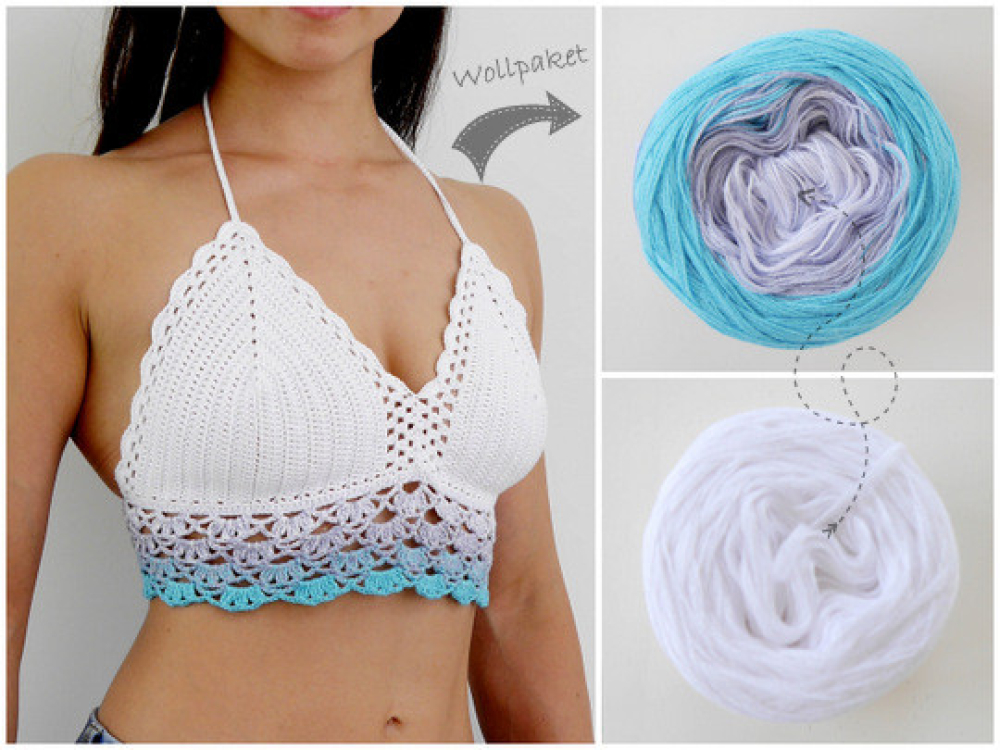 Preview: Wollpaket 100% Baumwolle Bikini Top LIZA (ohne Anleitung)